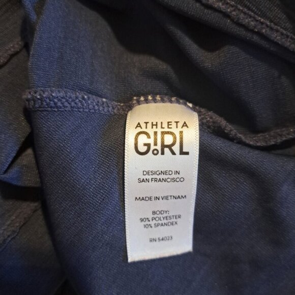 Athleta Girl girls size Large or 12 navy ruched back short sleeve shirt EUC - Picture 4 of 4